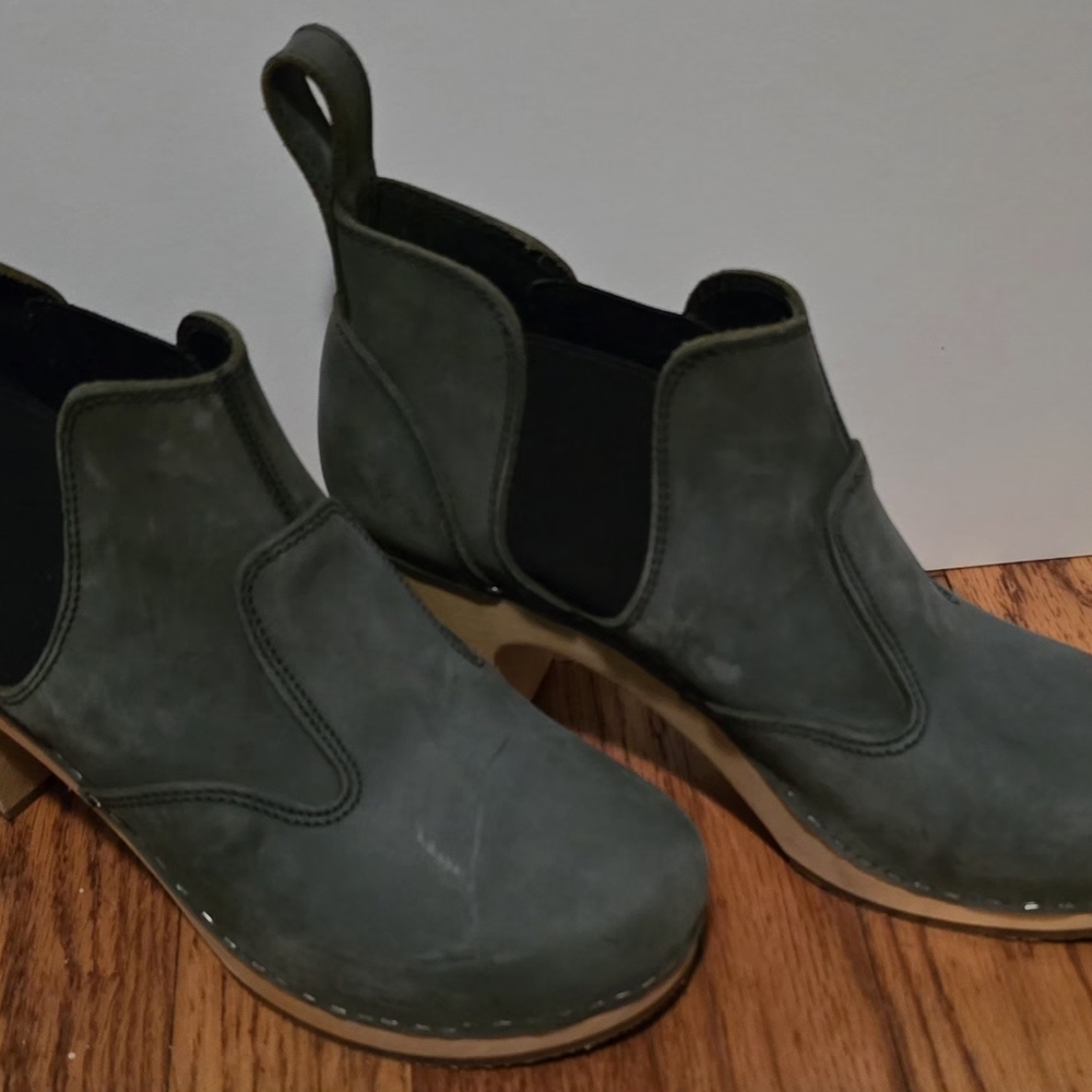 Ladies Blue/gray Slip On Ankle Boots